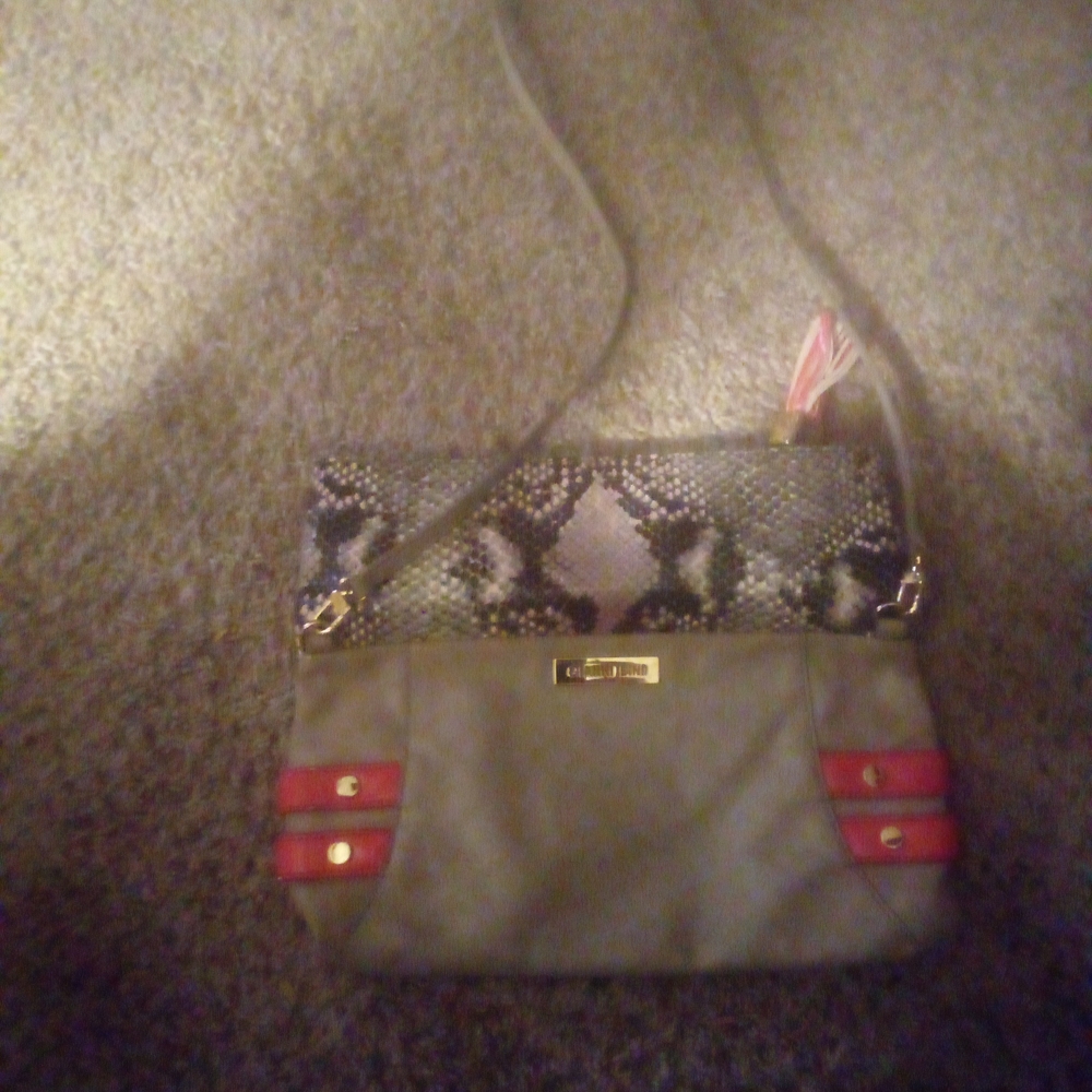Stylish Tan And Orange W Snake Skin Pattern Women's Bag